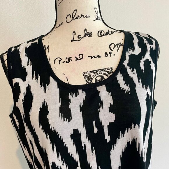 MING WANG ANIMAL PRINT MID LENGTH SCOOP NECK KNIT TANK TOP Sz M SOPHISTICATED - Picture 13 of 15